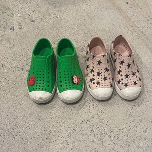 Native Kids Green and Pink Star Sneakers